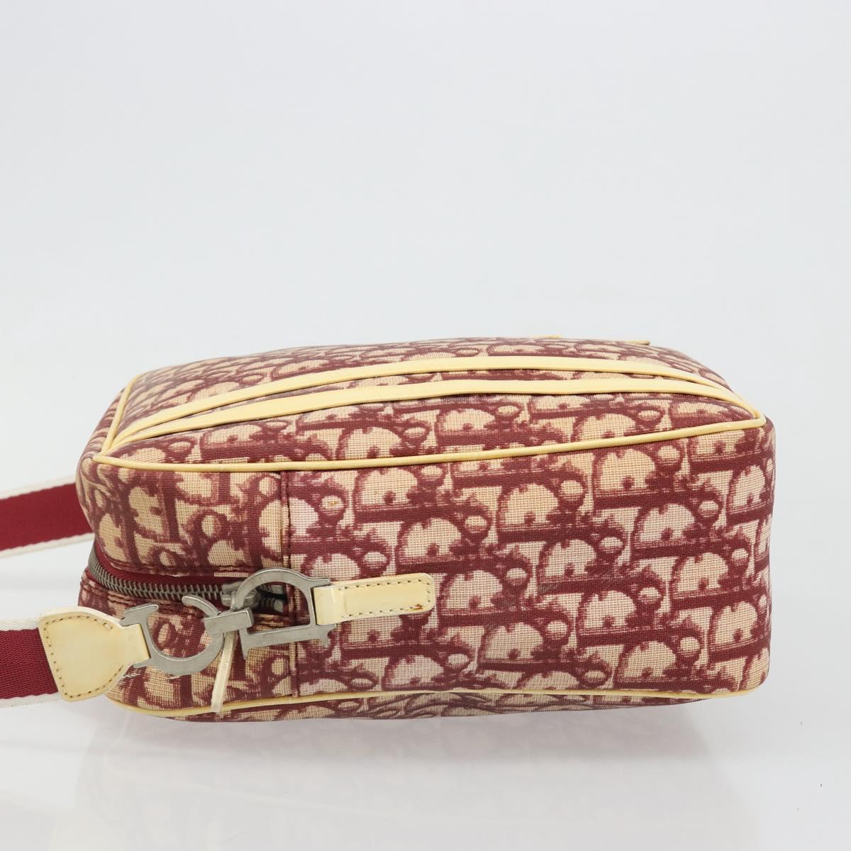 Christian Dior Trotter Canvas Shoulder Bag PVC Red Silver Auth 185951