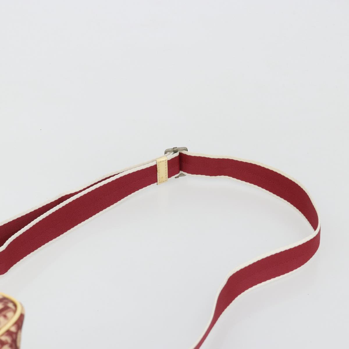 Christian Dior Trotter Canvas Shoulder Bag PVC Red Silver Auth 185951