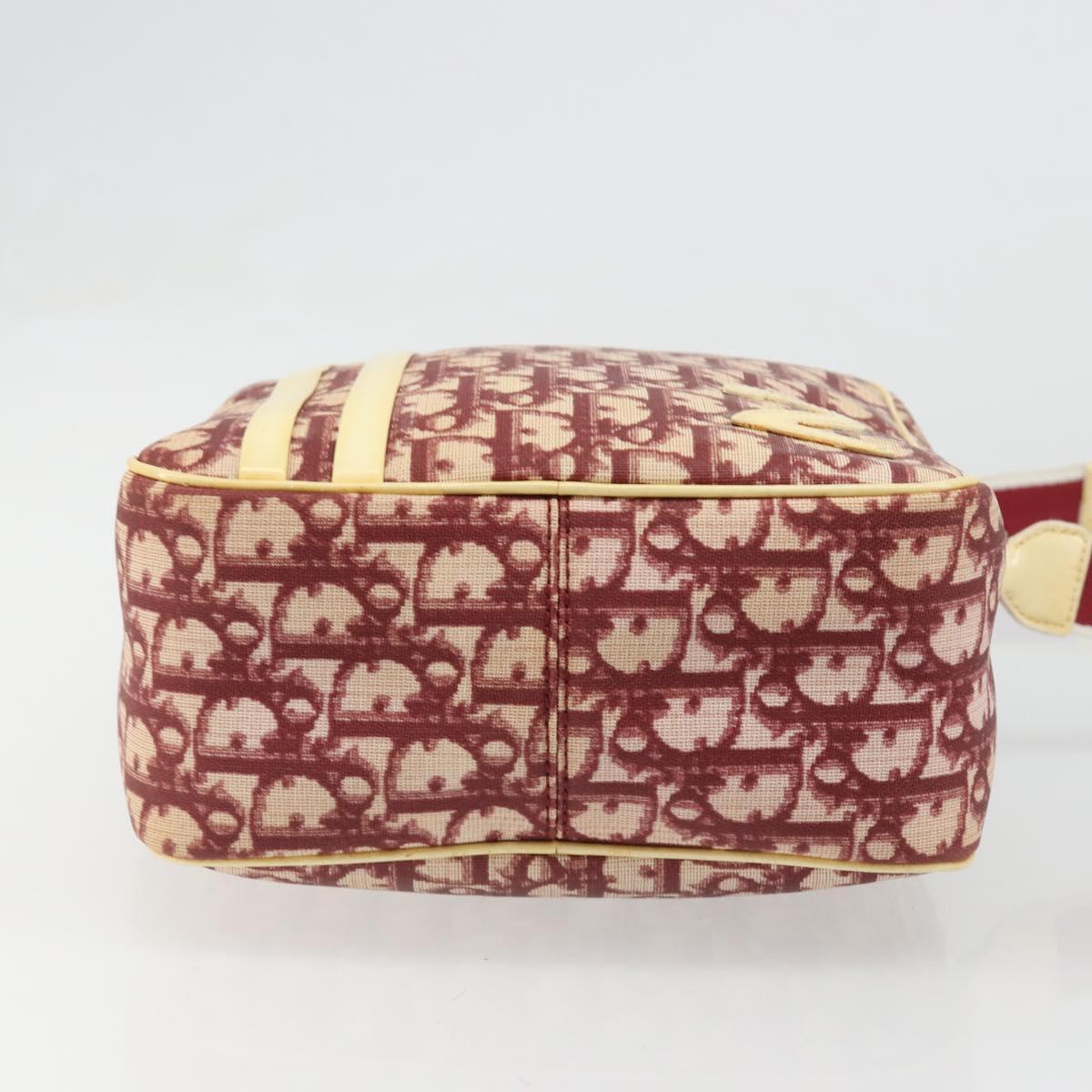 Christian Dior Trotter Canvas Shoulder Bag PVC Red Silver Auth 185951