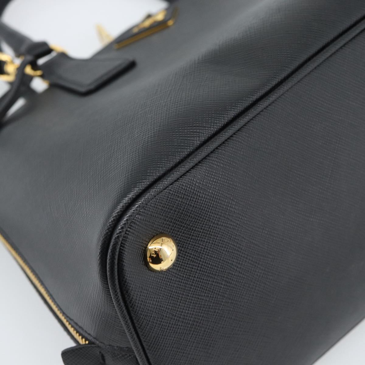 PRADA Hand Bag Saffiano leather 2way Black Gold Auth 185952SAM