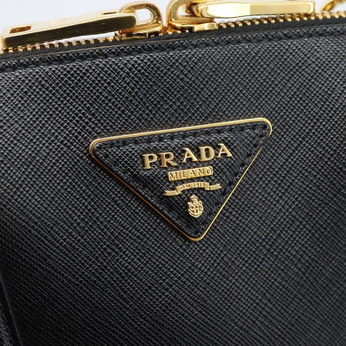 PRADA Hand Bag Saffiano leather 2way Black Gold Auth 185952SAM