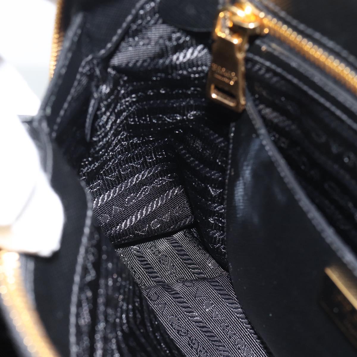 PRADA Hand Bag Saffiano leather 2way Black Gold Auth 185952SAM