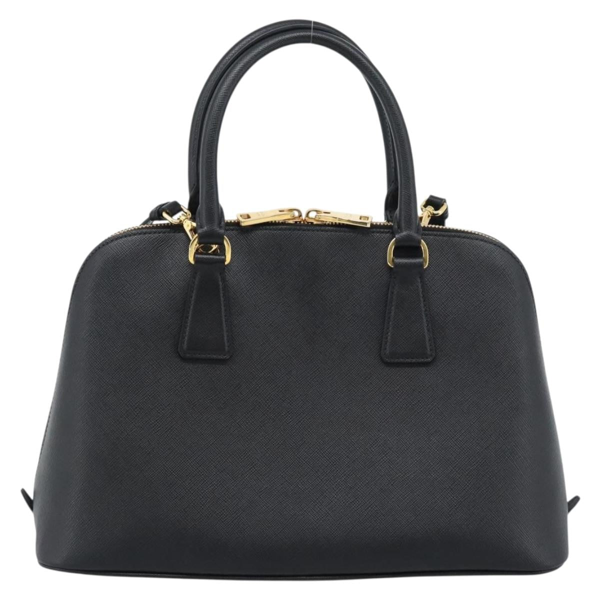 PRADA Hand Bag Saffiano leather 2way Black Gold Auth 185952SAM