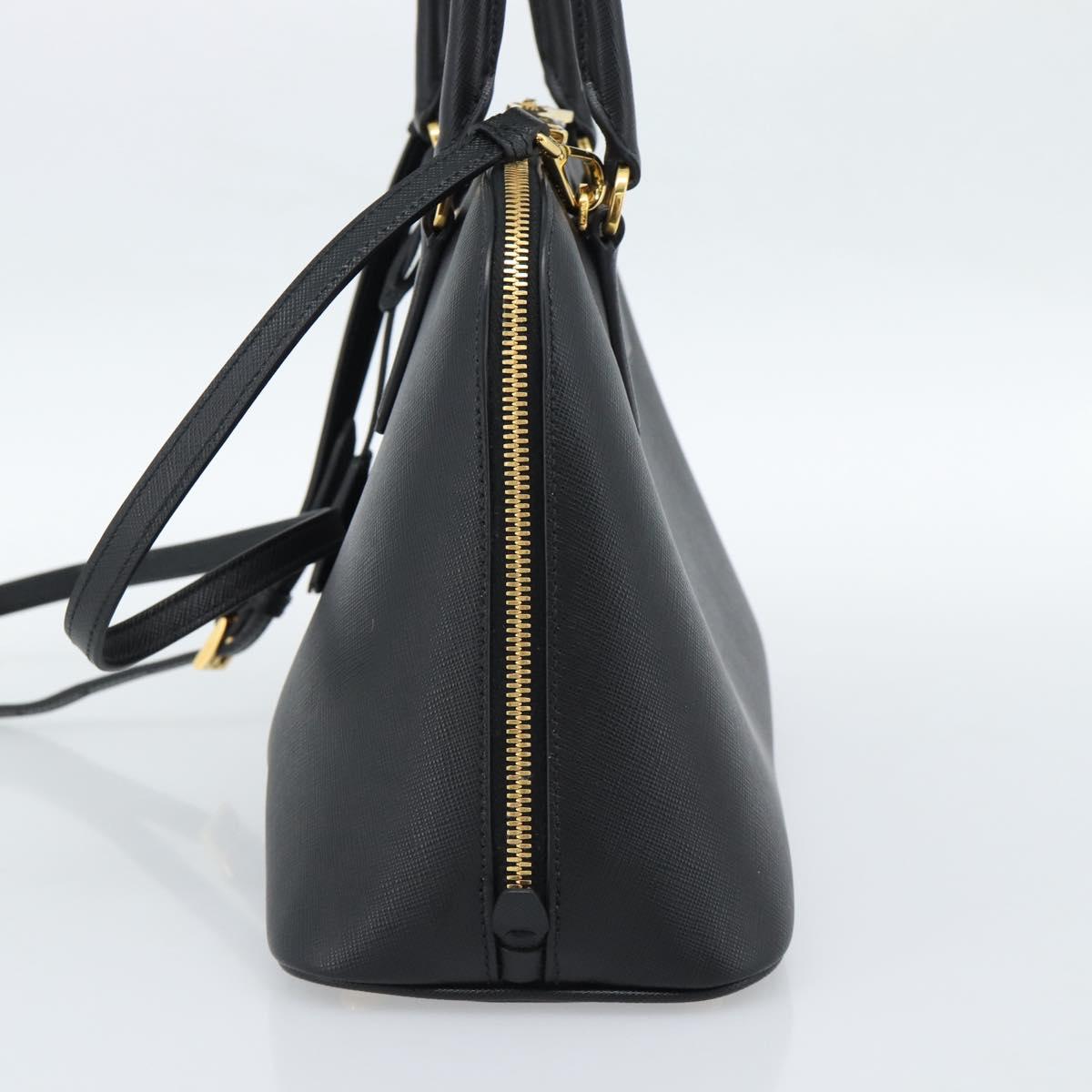 PRADA Hand Bag Saffiano leather 2way Black Gold Auth 185952SAM