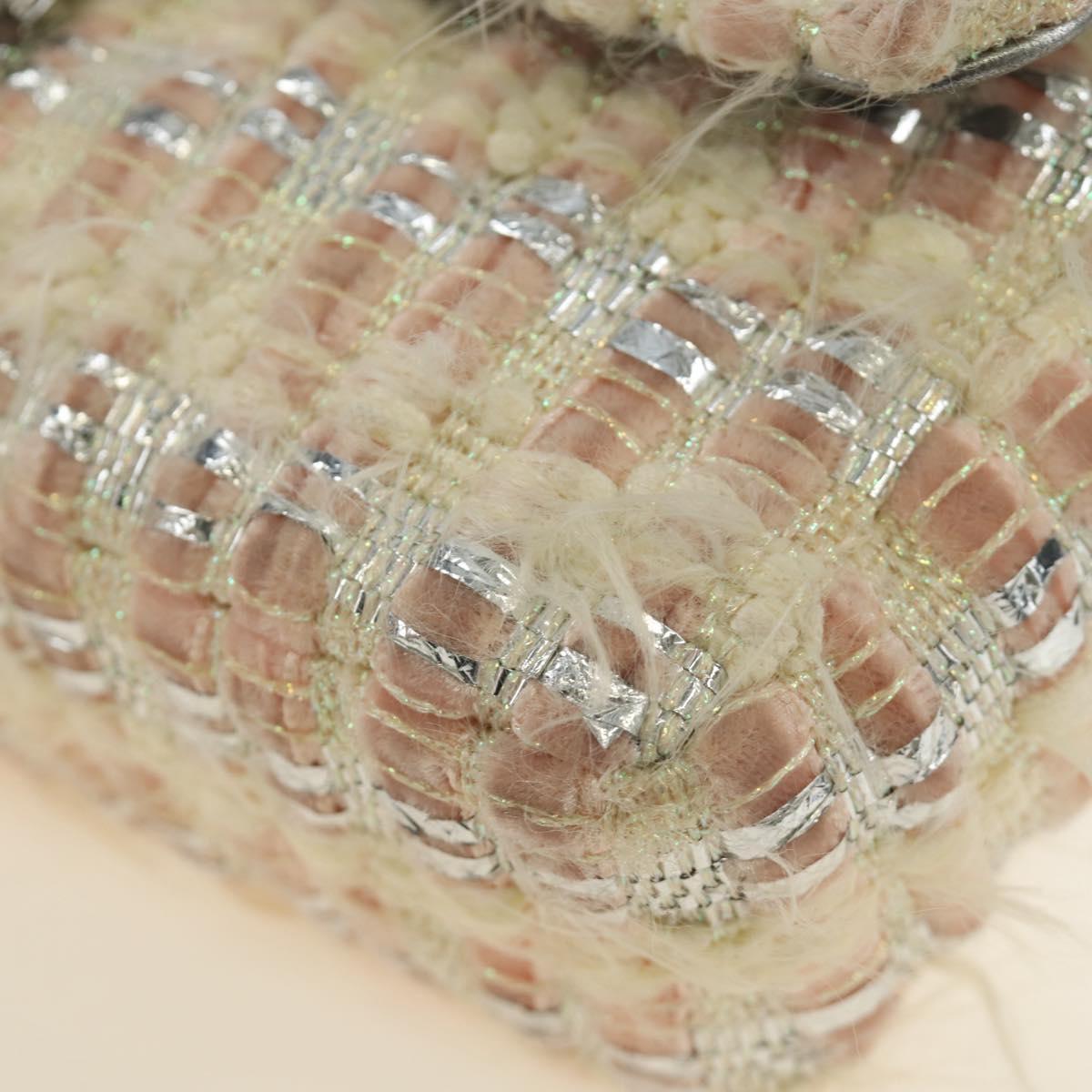 CHANEL Chain Matelasse 23 Shoulder Bag tweed Pink Silver CC Auth 185953SAM
