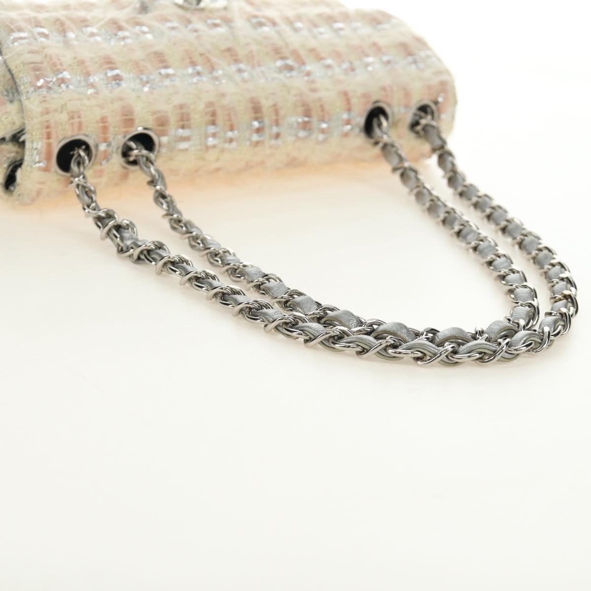 CHANEL Chain Matelasse 23 Shoulder Bag tweed Pink Silver CC Auth 185953SAM