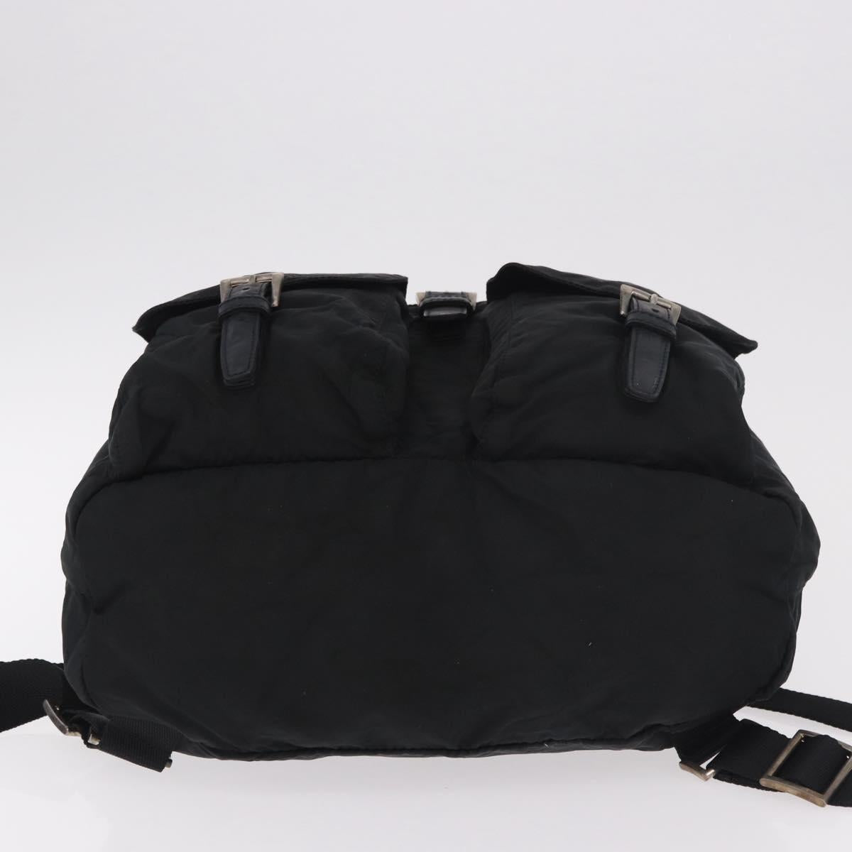 PRADA Backpack Nylon Black Silver Auth 185957