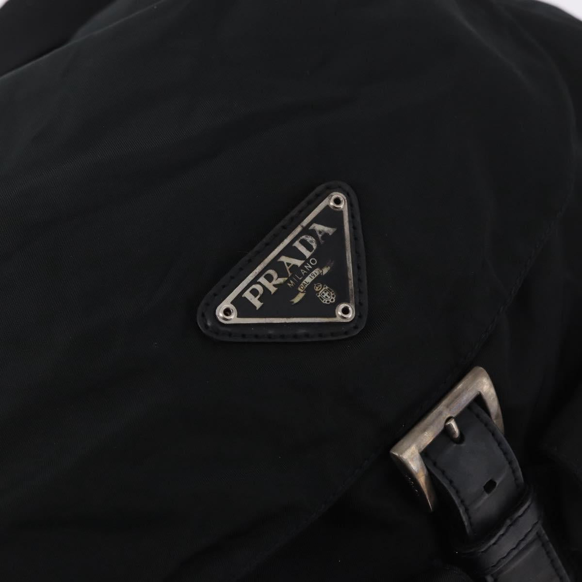 PRADA Backpack Nylon Black Silver Auth 185957
