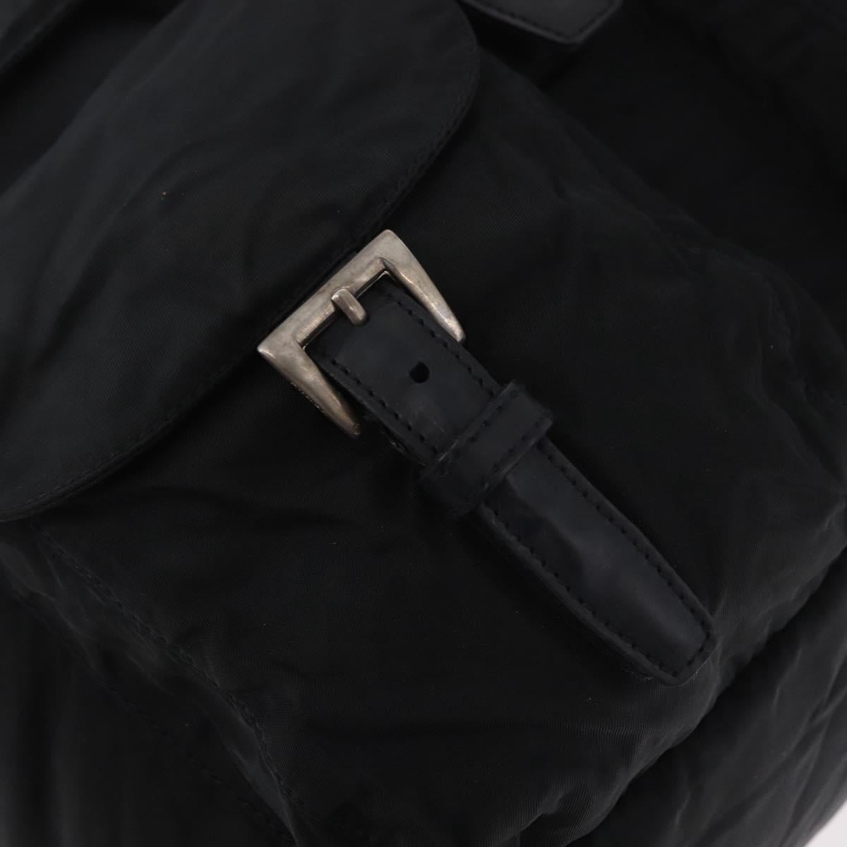 PRADA Backpack Nylon Black Silver Auth 185957