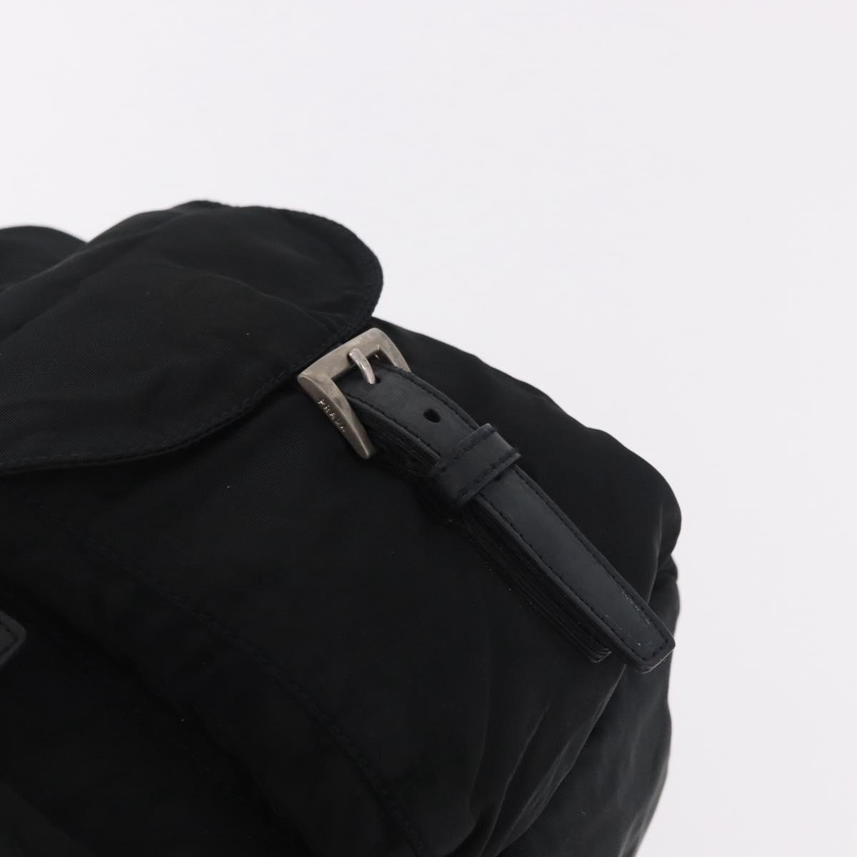 PRADA Backpack Nylon Black Silver Auth 185957