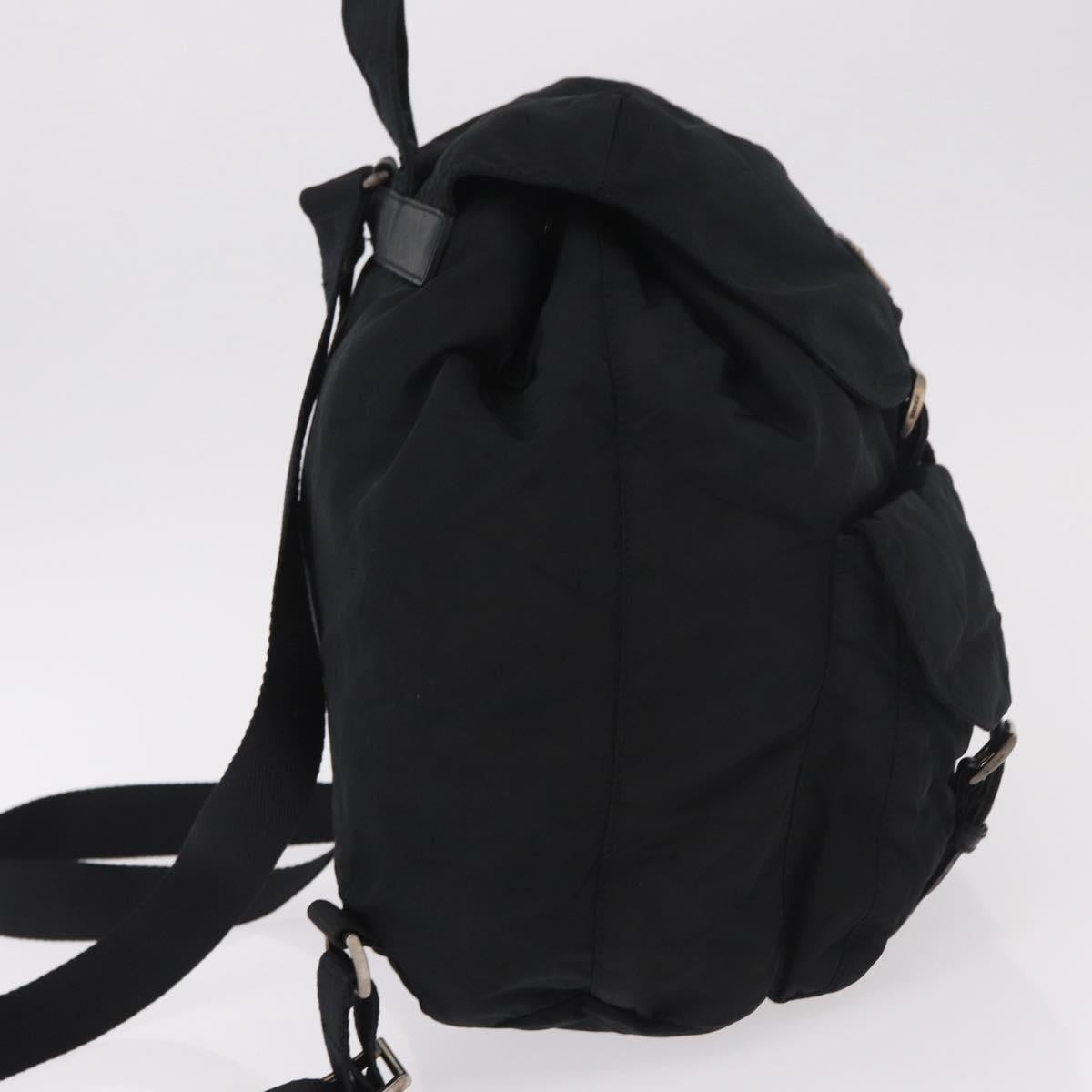 PRADA Backpack Nylon Black Silver Auth 185957