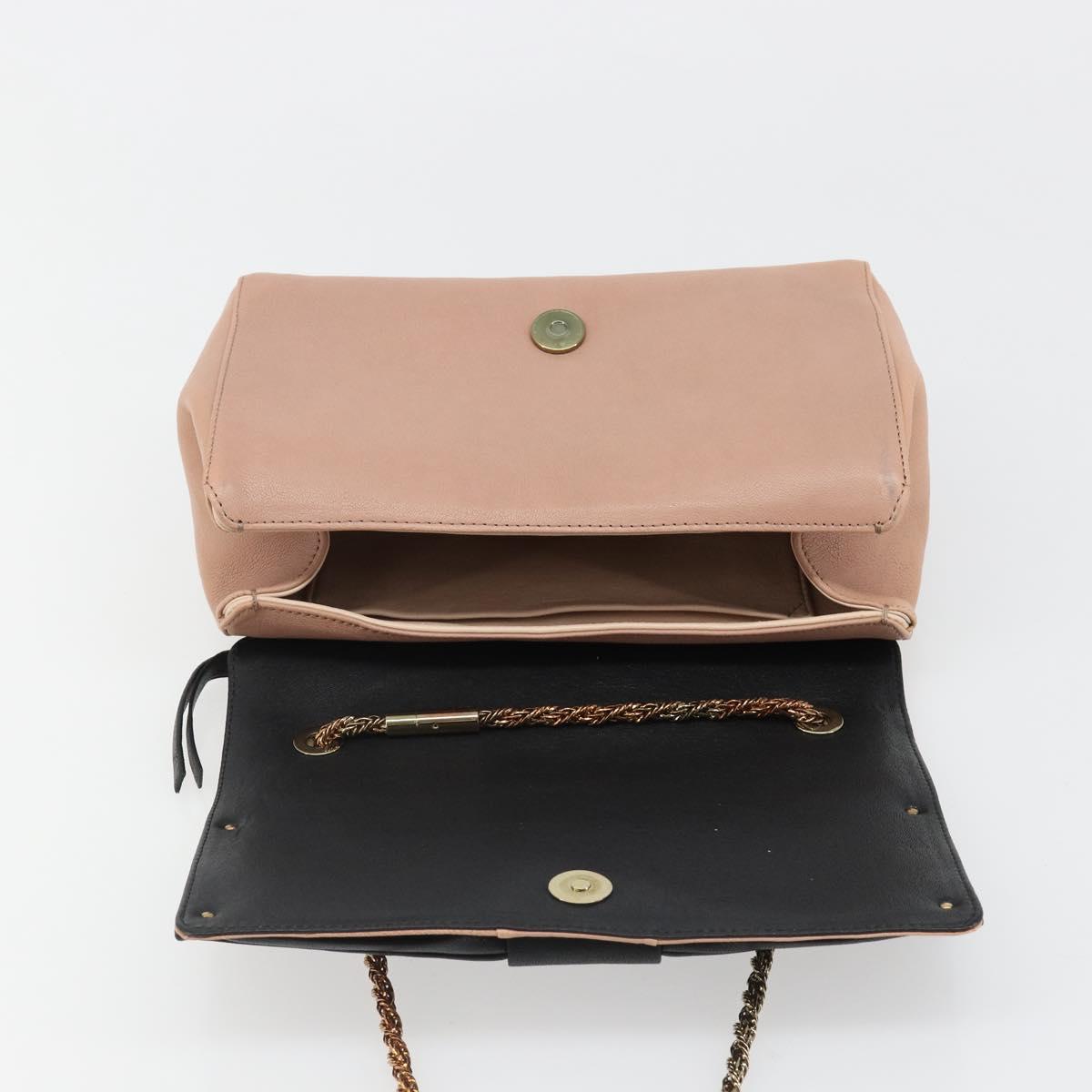 Chloe Chain June Shoulder Bag Leather Pink Gold Auth 185958A