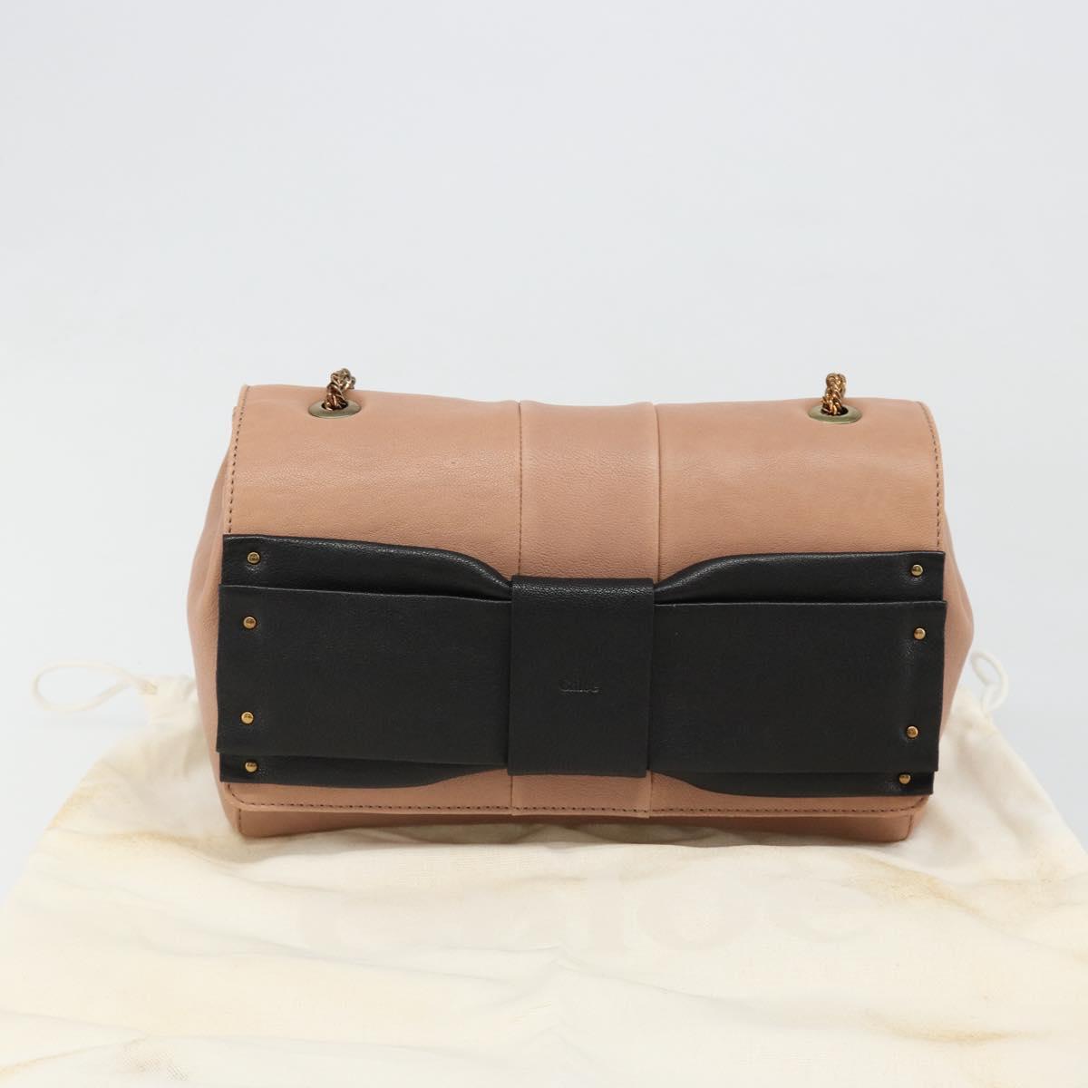 Chloe Chain June Shoulder Bag Leather Pink Gold Auth 185958A