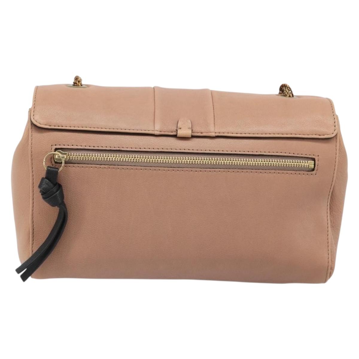 Chloe Chain June Shoulder Bag Leather Pink Gold Auth 185958A