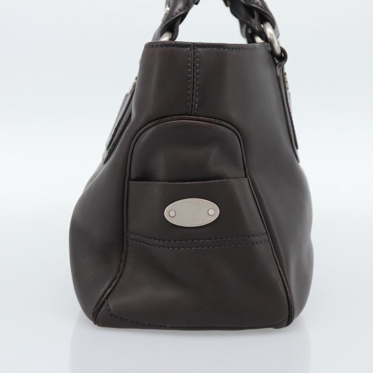 CELINE Boogie Bag Hand Bag Leather Dark Brown Auth 185959