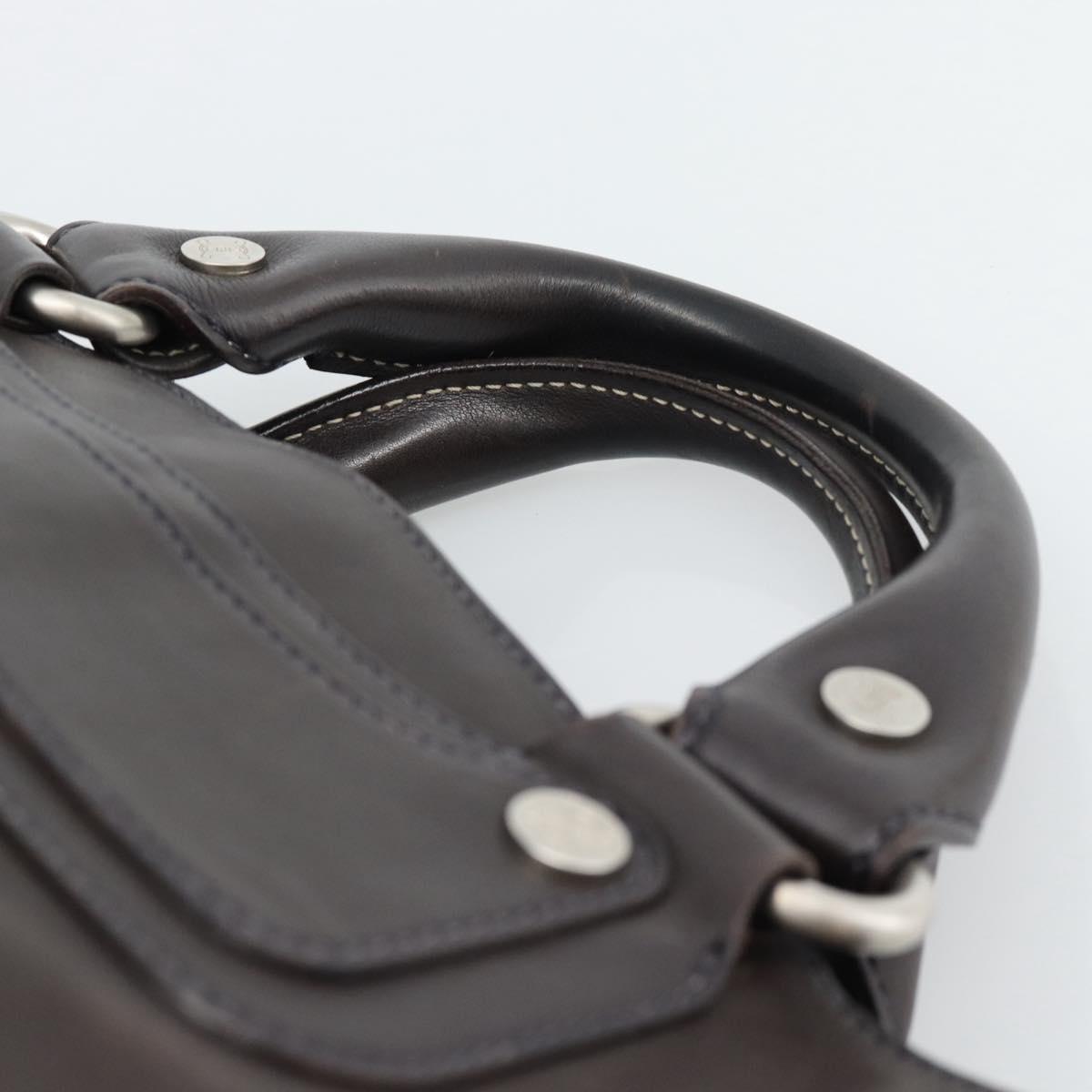 CELINE Boogie Bag Hand Bag Leather Dark Brown Auth 185959