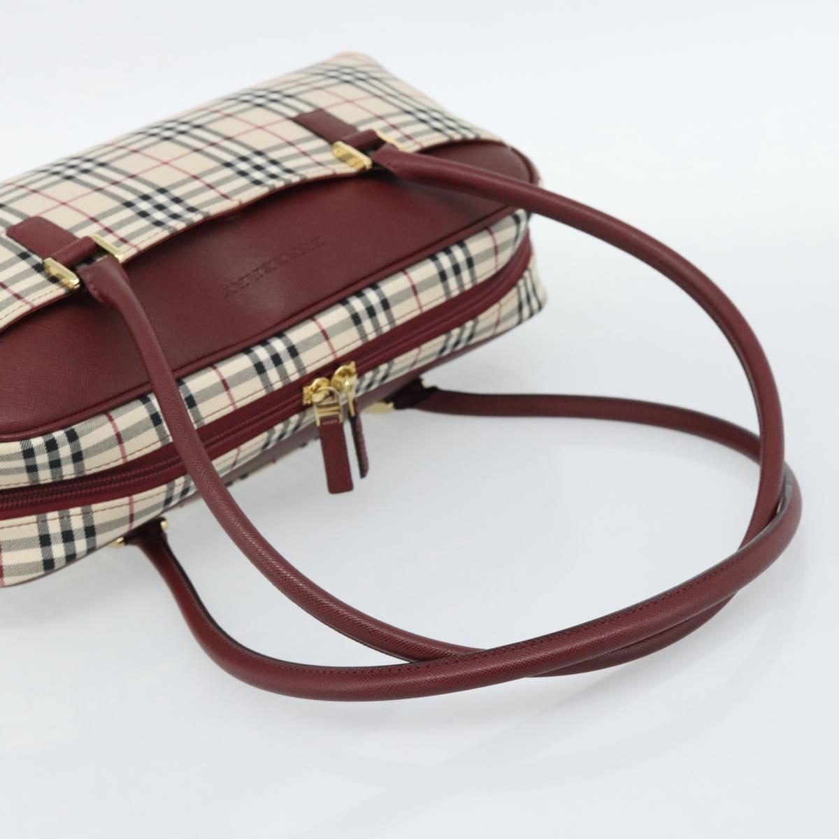 BURBERRY Nova Check Shoulder Bag Canvas Beige Gold Auth 185960SAV