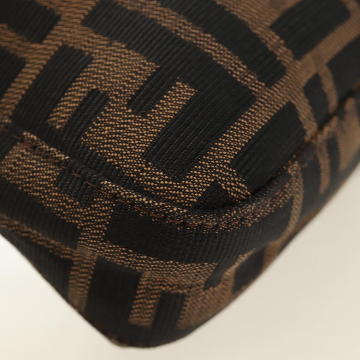 FENDI Zucca Canvas Mamma Baguette Shoulder Bag Black Brown Auth 185961SAM