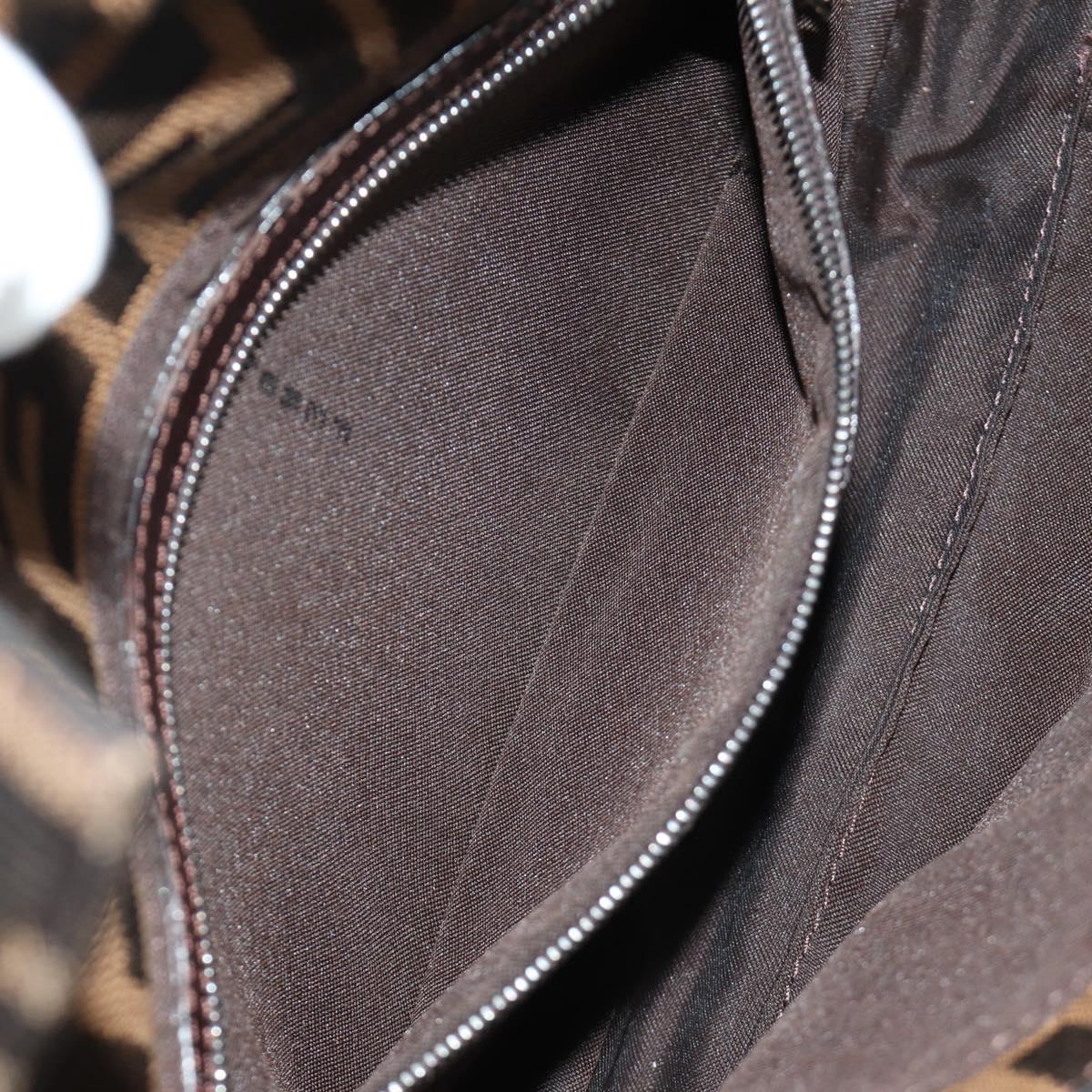 FENDI Zucca Canvas Mamma Baguette Shoulder Bag Black Brown Auth 185961SAM