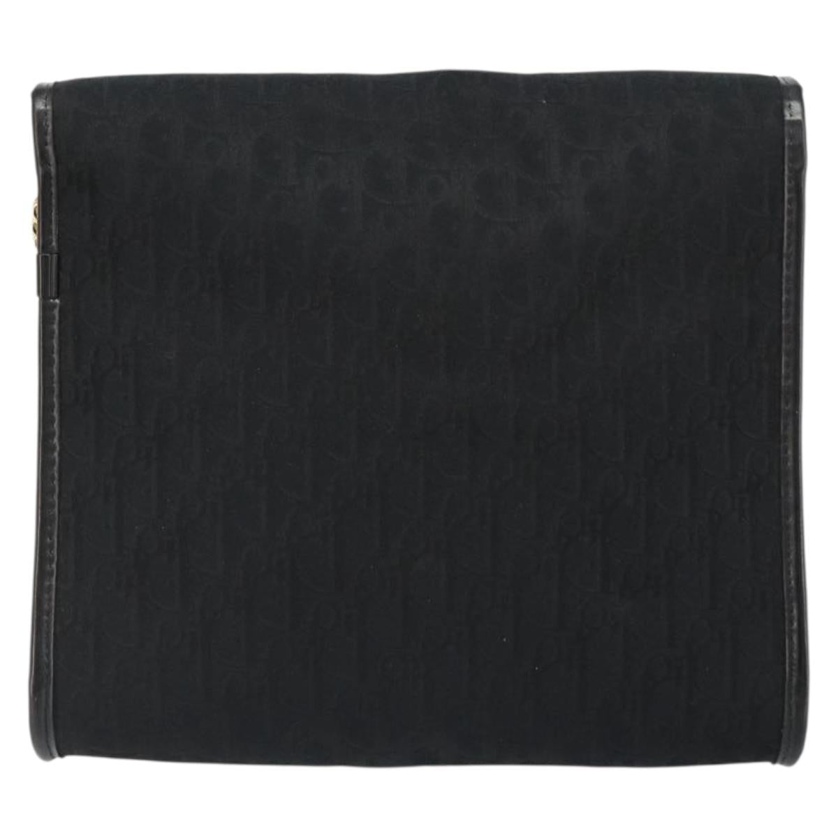 Christian Dior Trotter Canvas Chain Shoulder Bag Black Gold Auth 185963A