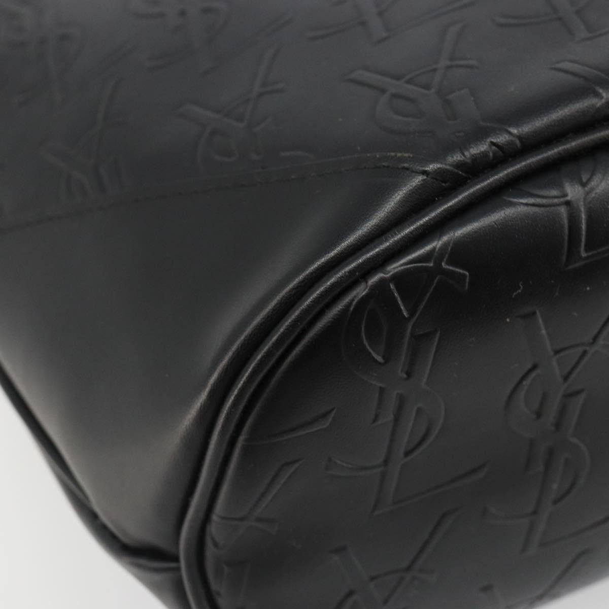 SAINT LAURENT Cassandra Hand Bag Leather Black Gold Auth 185965