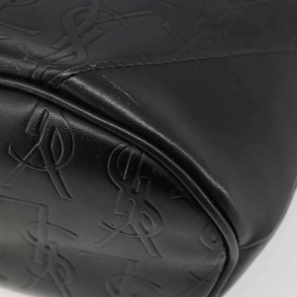 SAINT LAURENT Cassandra Hand Bag Leather Black Gold Auth 185965