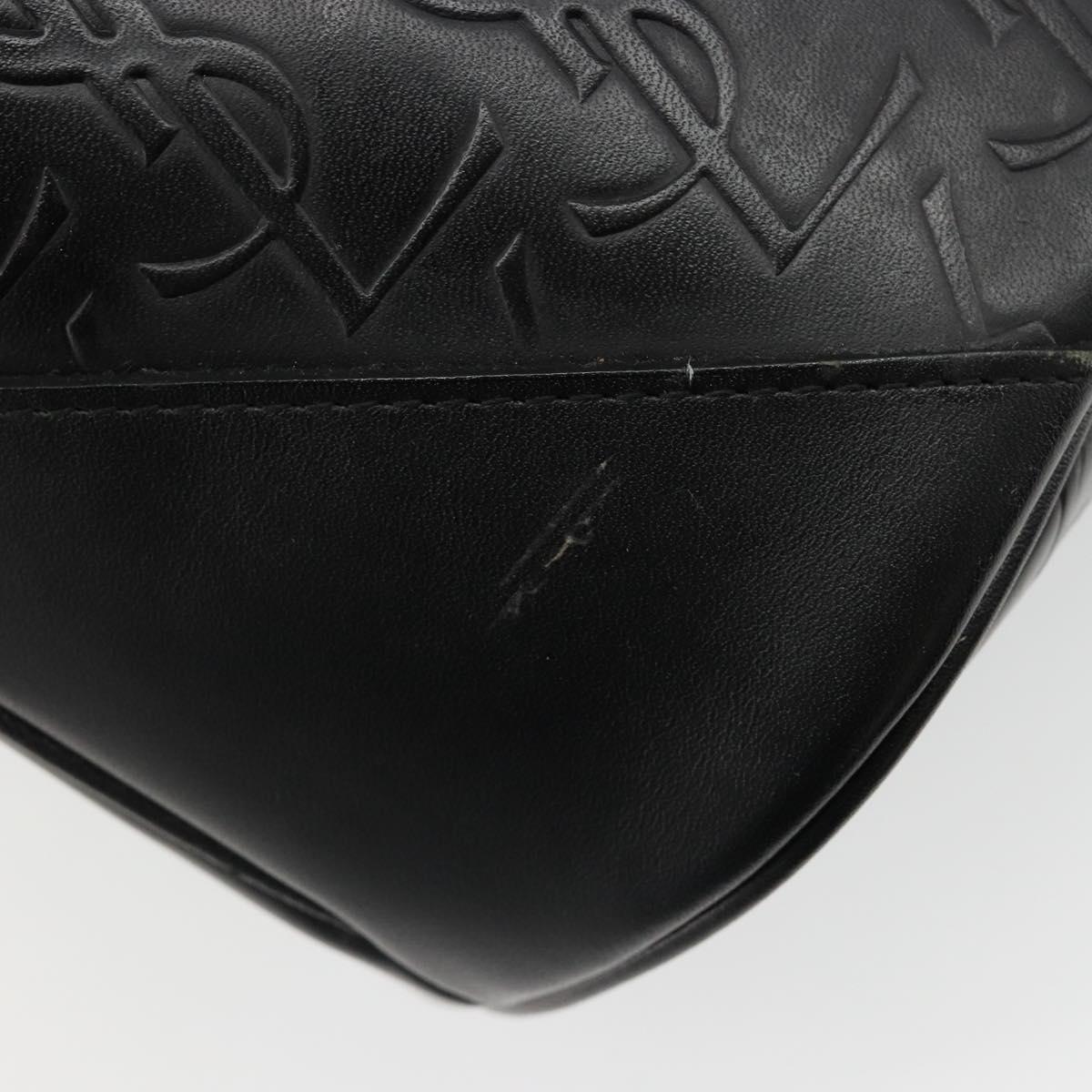 SAINT LAURENT Cassandra Hand Bag Leather Black Gold Auth 185965
