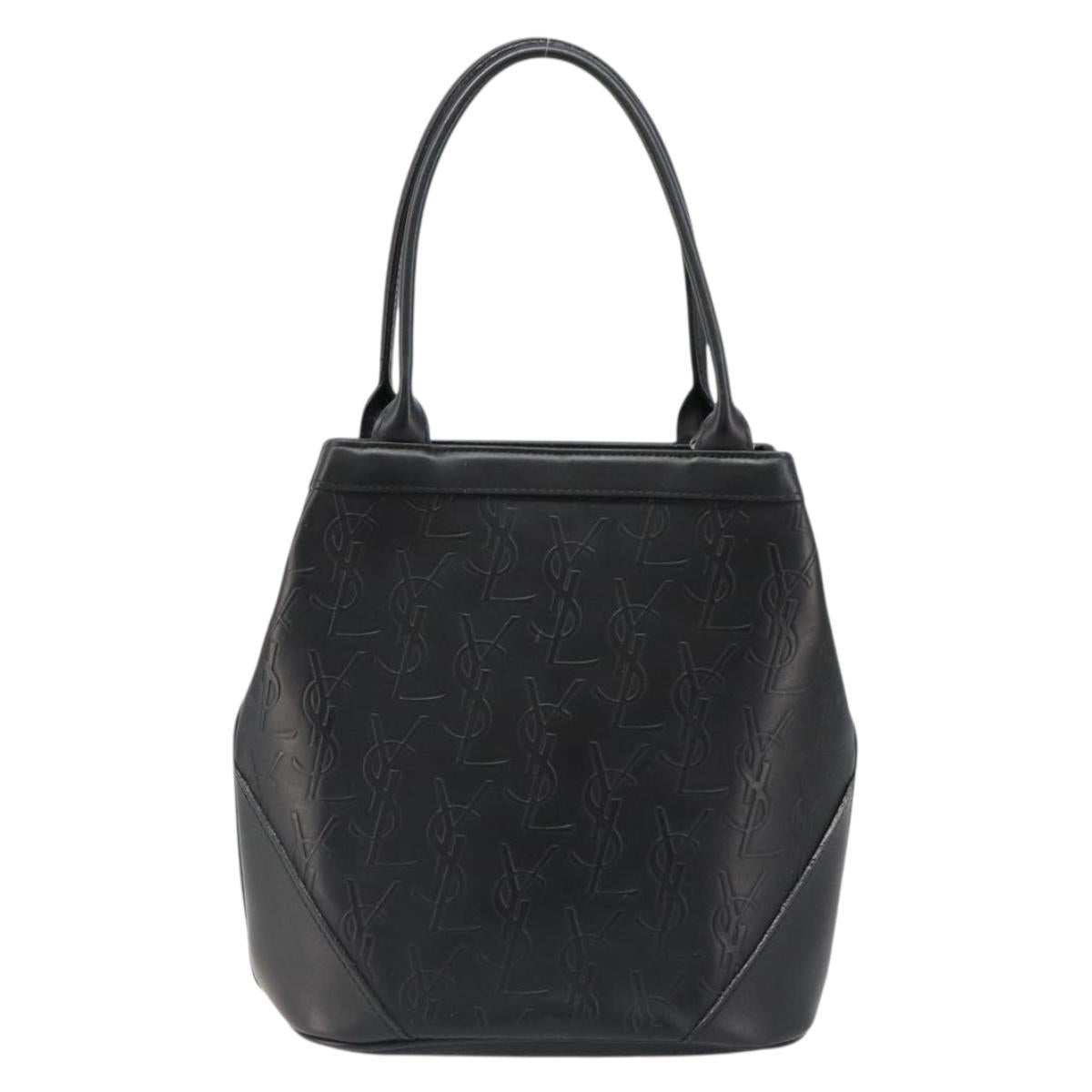 SAINT LAURENT Cassandra Hand Bag Leather Black Gold Auth 185965