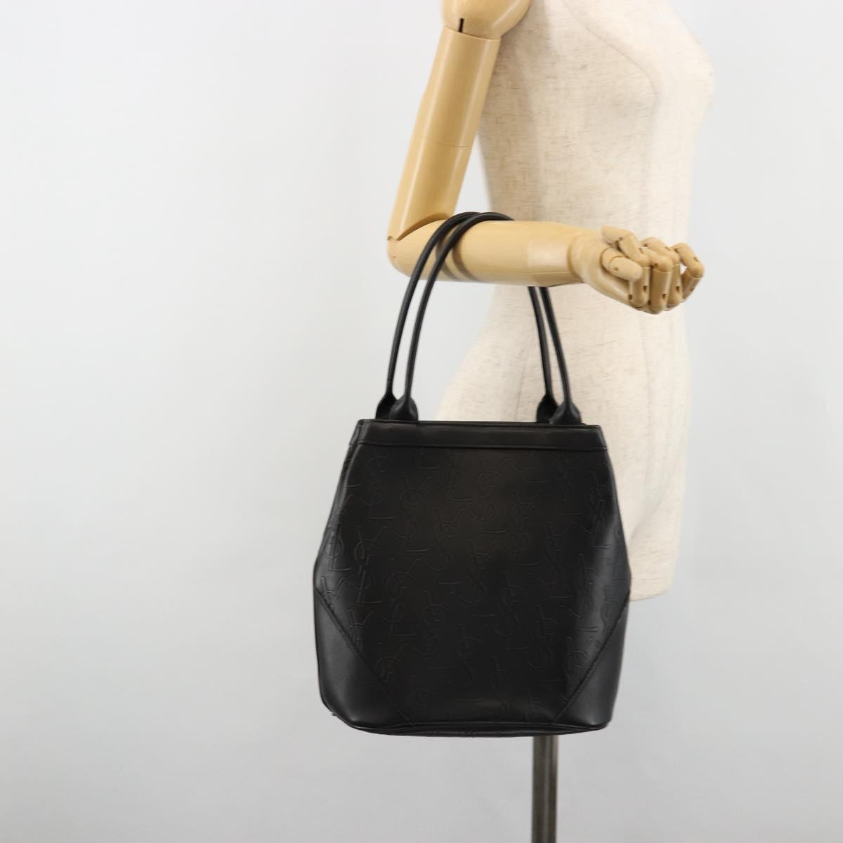 SAINT LAURENT Cassandra Hand Bag Leather Black Gold Auth 185965