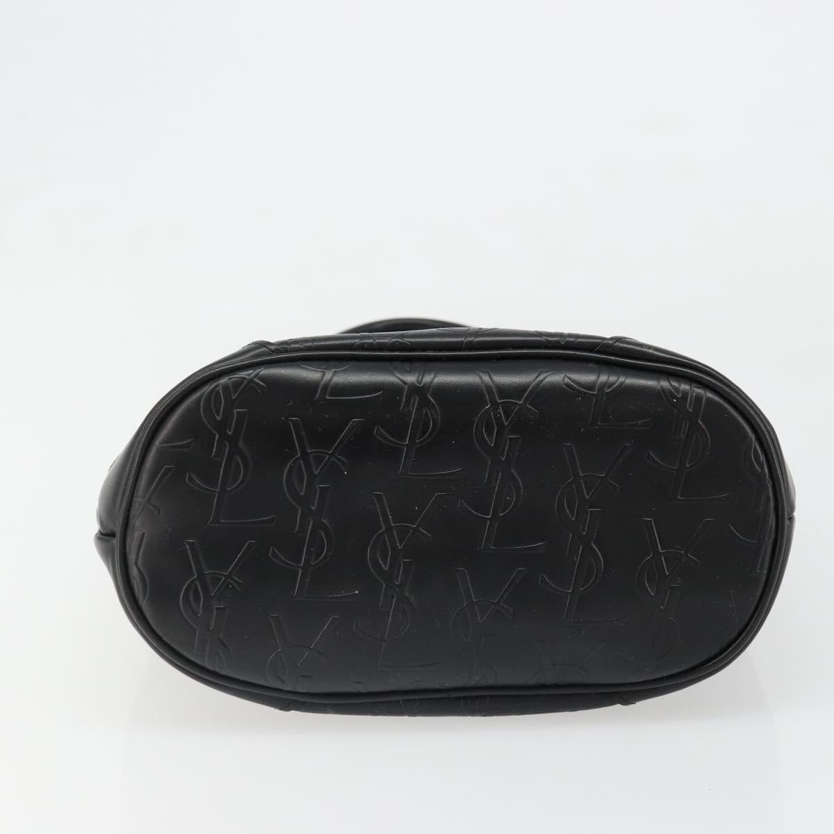 SAINT LAURENT Cassandra Hand Bag Leather Black Gold Auth 185965