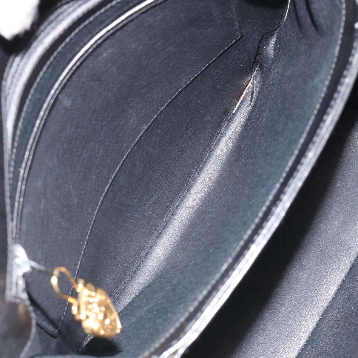 GUCCI Shoulder Bag Leather Black Gold Auth 185968