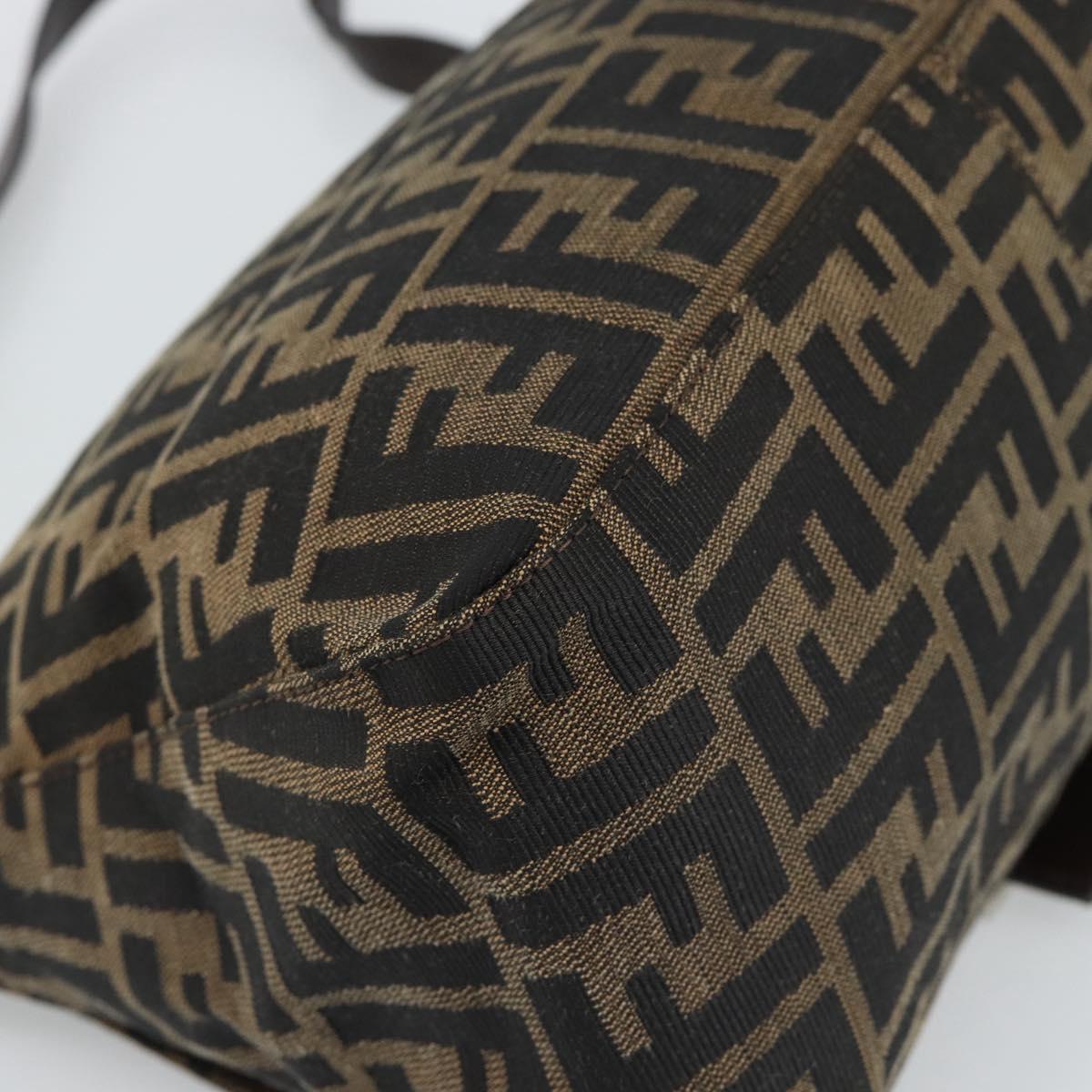 FENDI Zucca Canvas Mamma Baguette Shoulder Bag Black Brown Auth 185971SAM