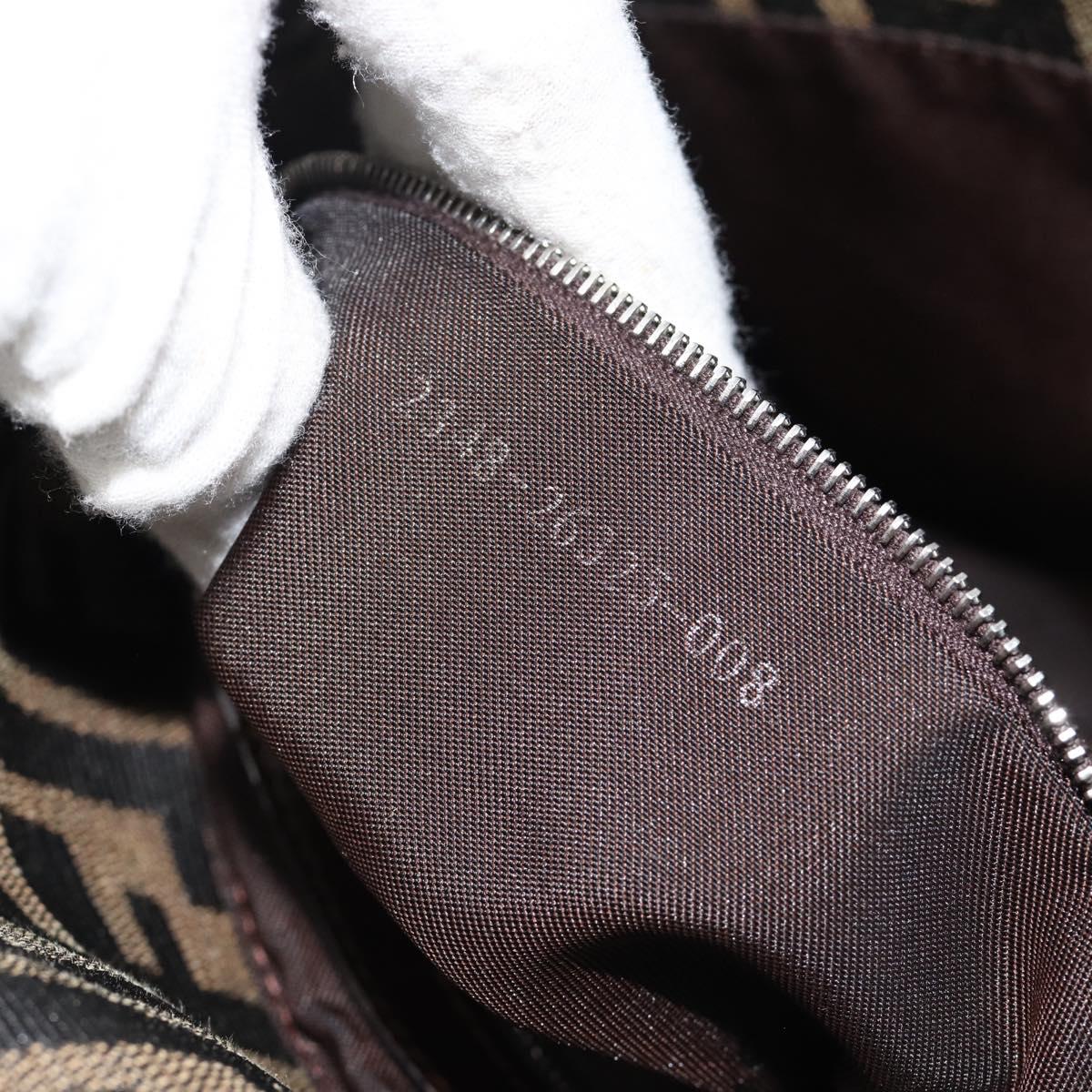 FENDI Zucca Canvas Mamma Baguette Shoulder Bag Black Brown Auth 185971SAM