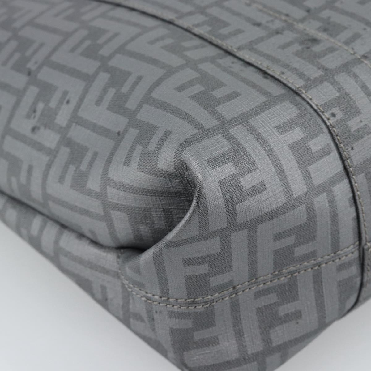 FENDI Zucca Canvas Mamma Baguette Hand Bag PVC Gray Silver Auth 185974