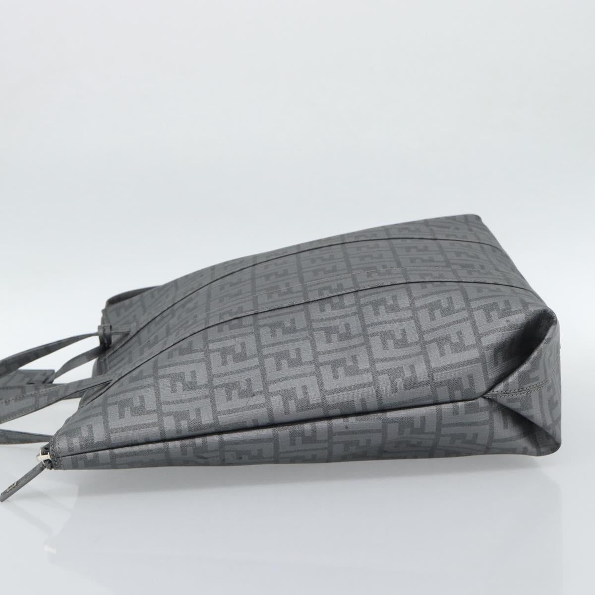 FENDI Zucca Canvas Mamma Baguette Hand Bag PVC Gray Silver Auth 185974