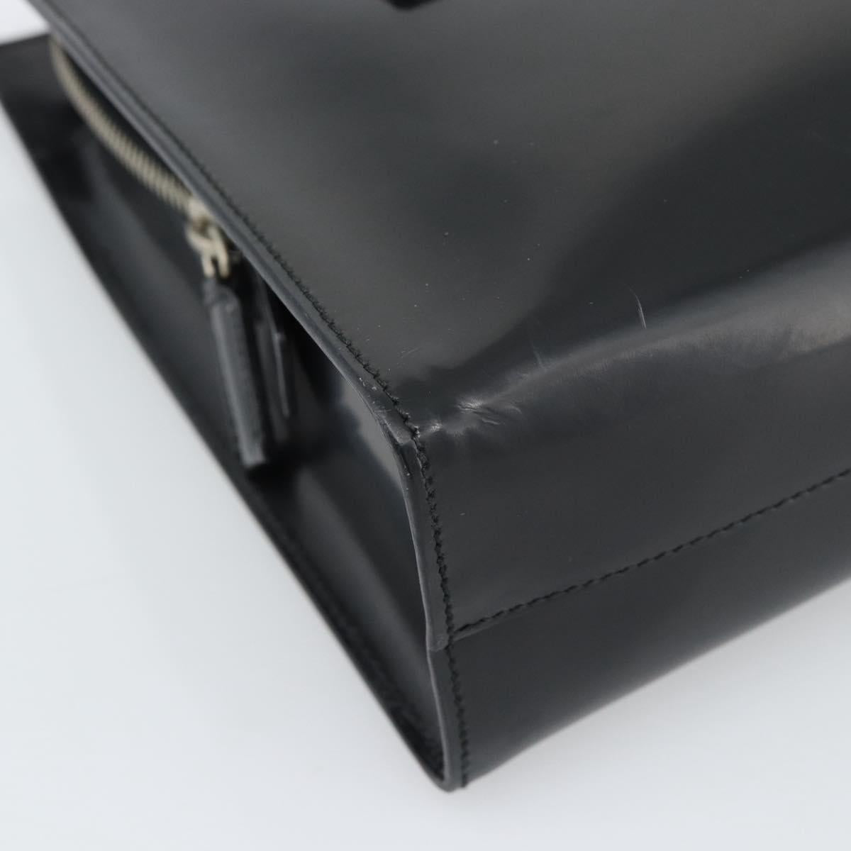 PRADA Tote Bag Leather Black Silver Auth 185975