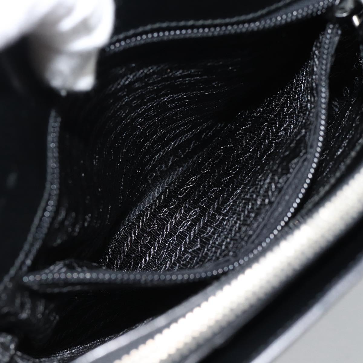 PRADA Tote Bag Leather Black Silver Auth 185975