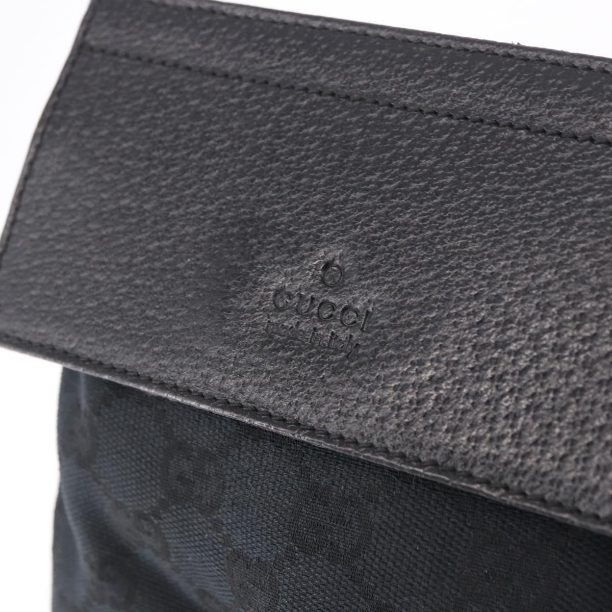 GUCCI GG Canvas Waist Bag Black Silver 28566 Auth 185976