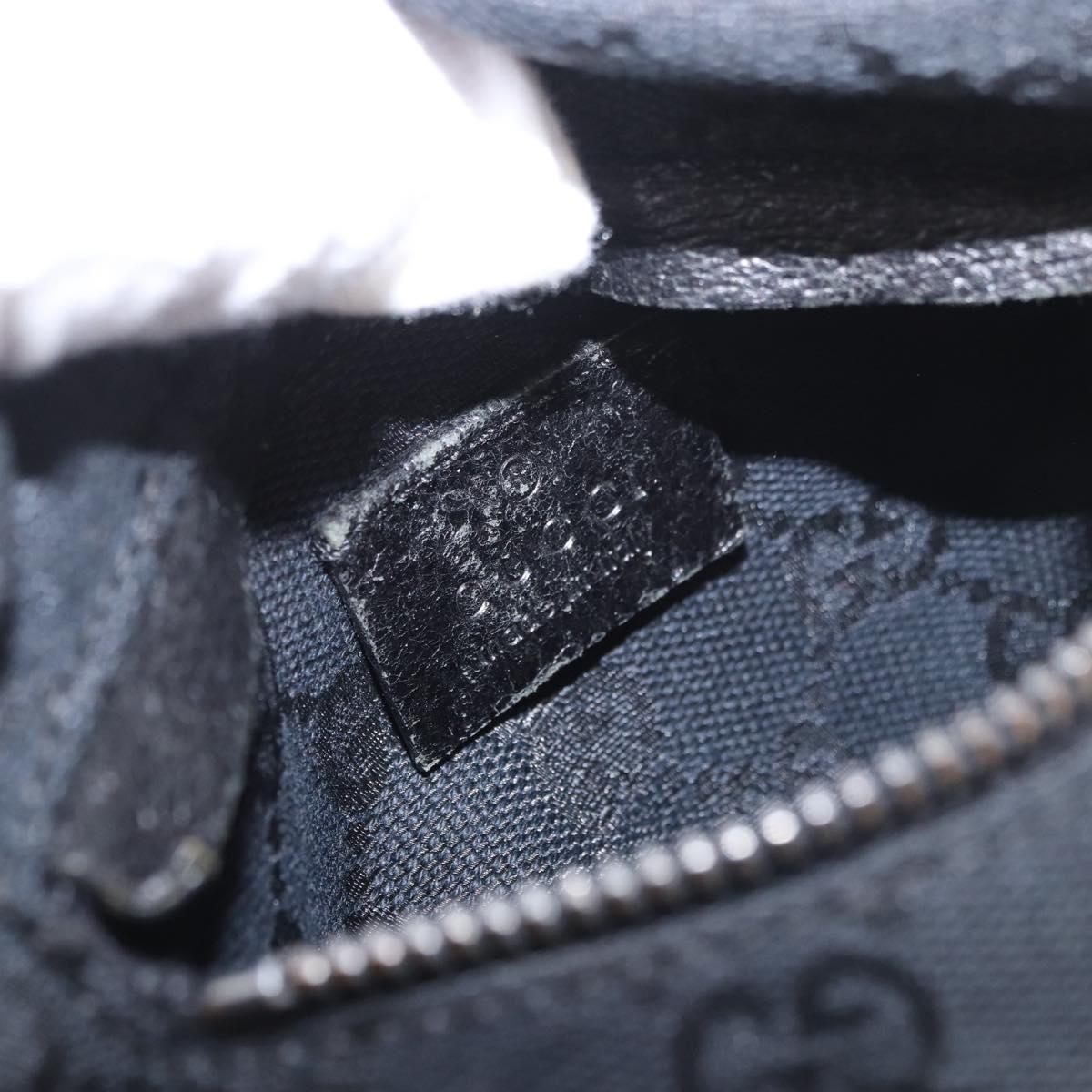 GUCCI GG Canvas Waist Bag Black Silver 28566 Auth 185976