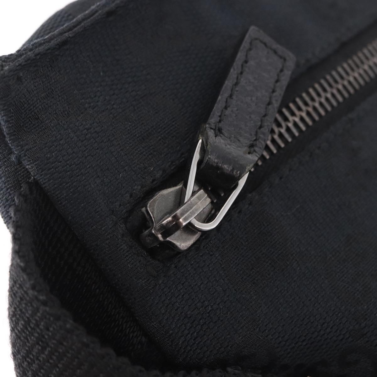 GUCCI GG Canvas Waist Bag Black Silver 28566 Auth 185976