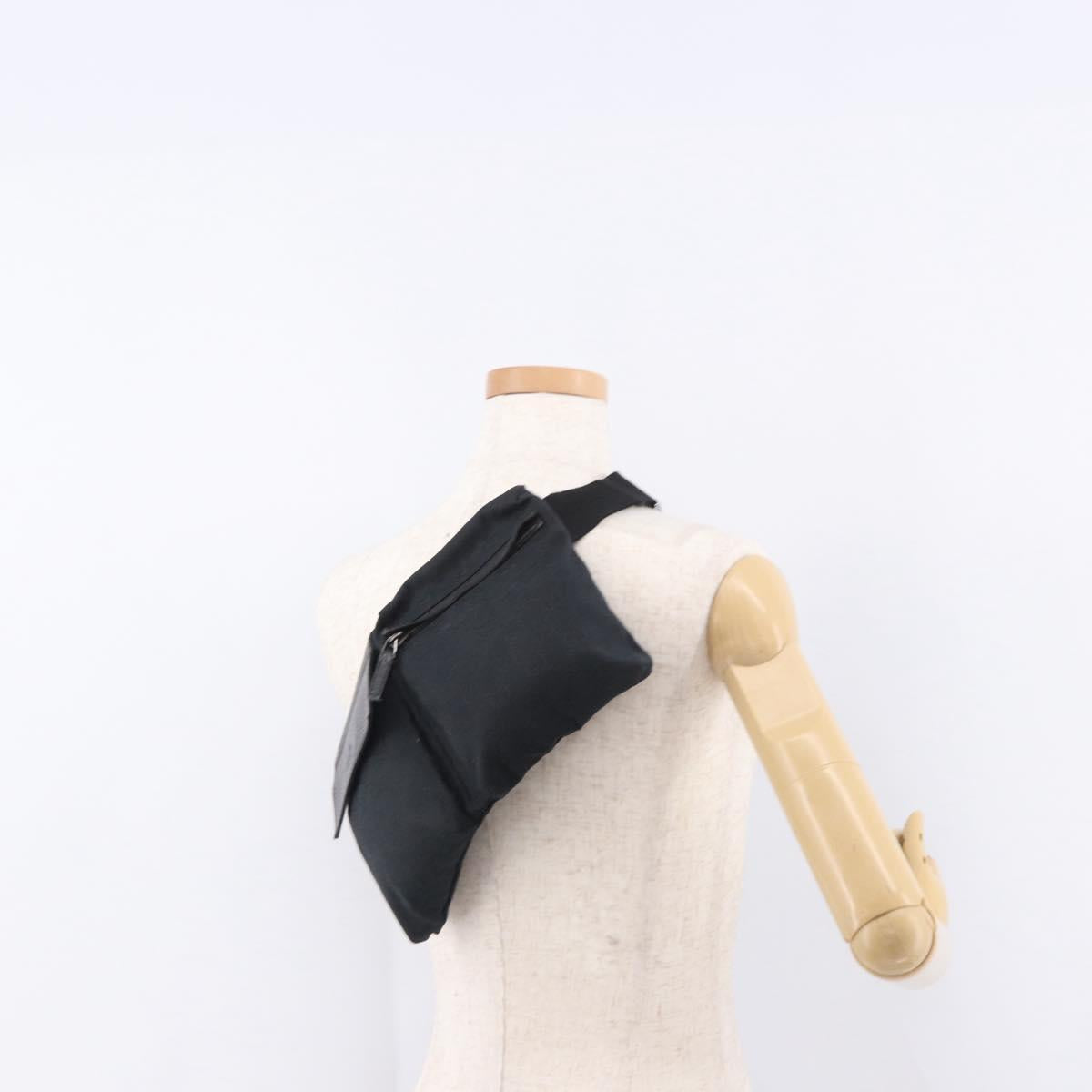 GUCCI GG Canvas Waist Bag Black Silver 28566 Auth 185976