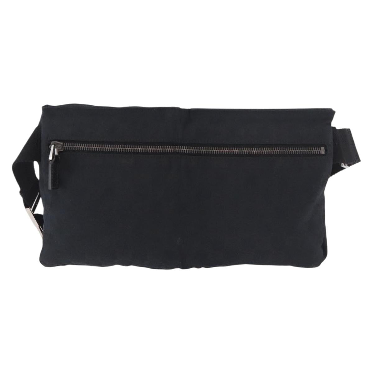 GUCCI GG Canvas Waist Bag Black Silver 28566 Auth 185976