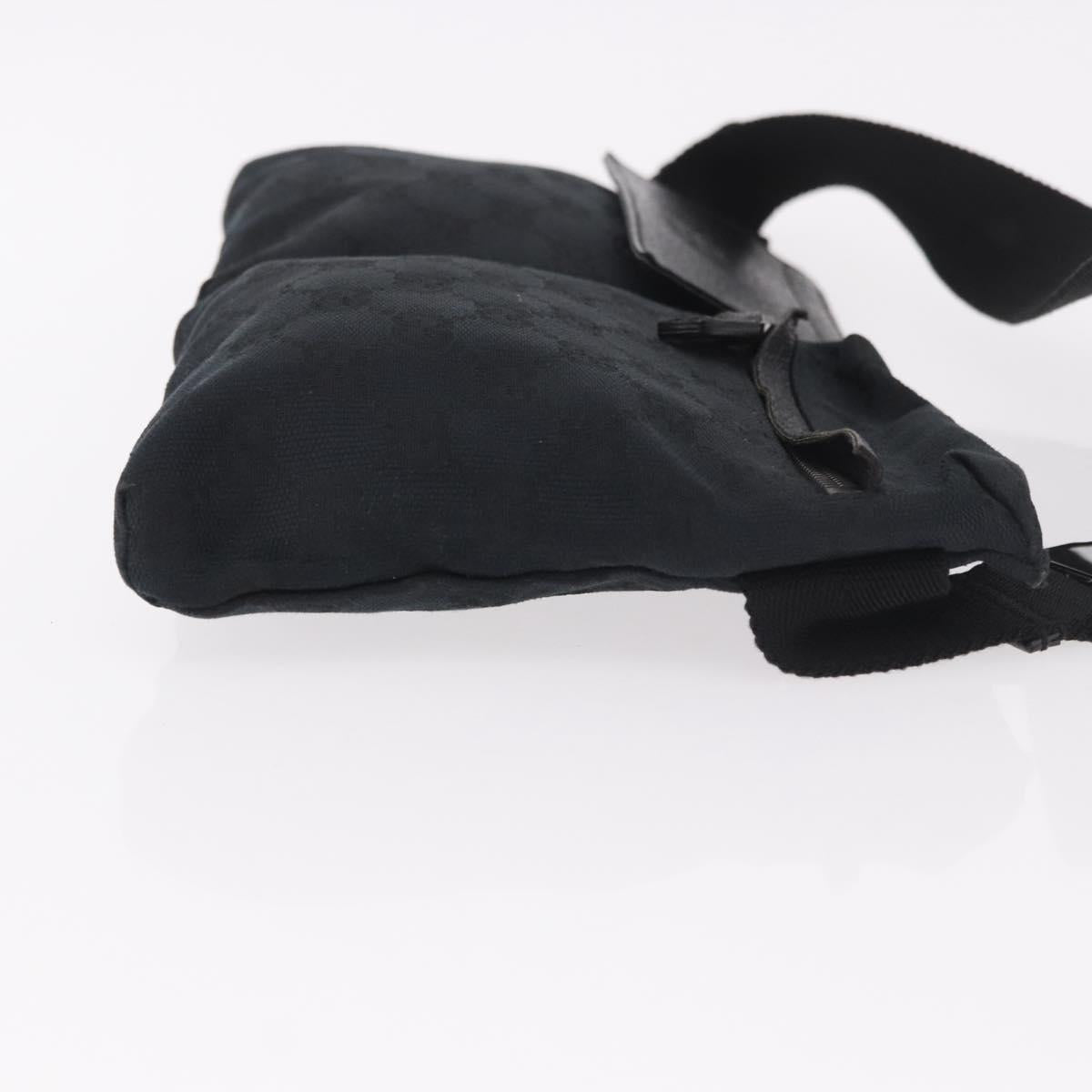 GUCCI GG Canvas Waist Bag Black Silver 28566 Auth 185976