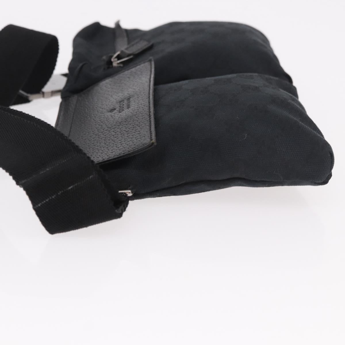 GUCCI GG Canvas Waist Bag Black Silver 28566 Auth 185976
