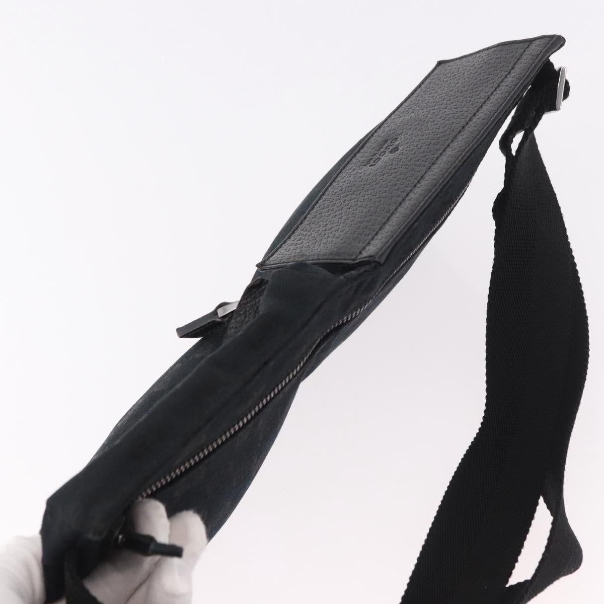 GUCCI GG Canvas Waist Bag Black Silver 28566 Auth 185976