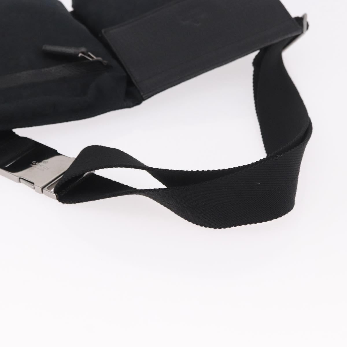 GUCCI GG Canvas Waist Bag Black Silver 28566 Auth 185976