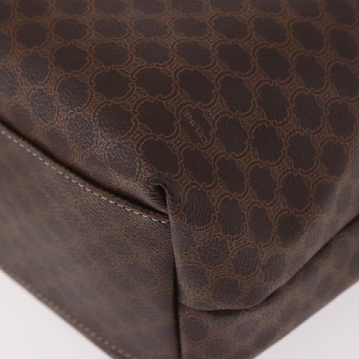 CELINE Macadam Canvas Hand Bag PVC Leather Brown Gold Auth 185986A