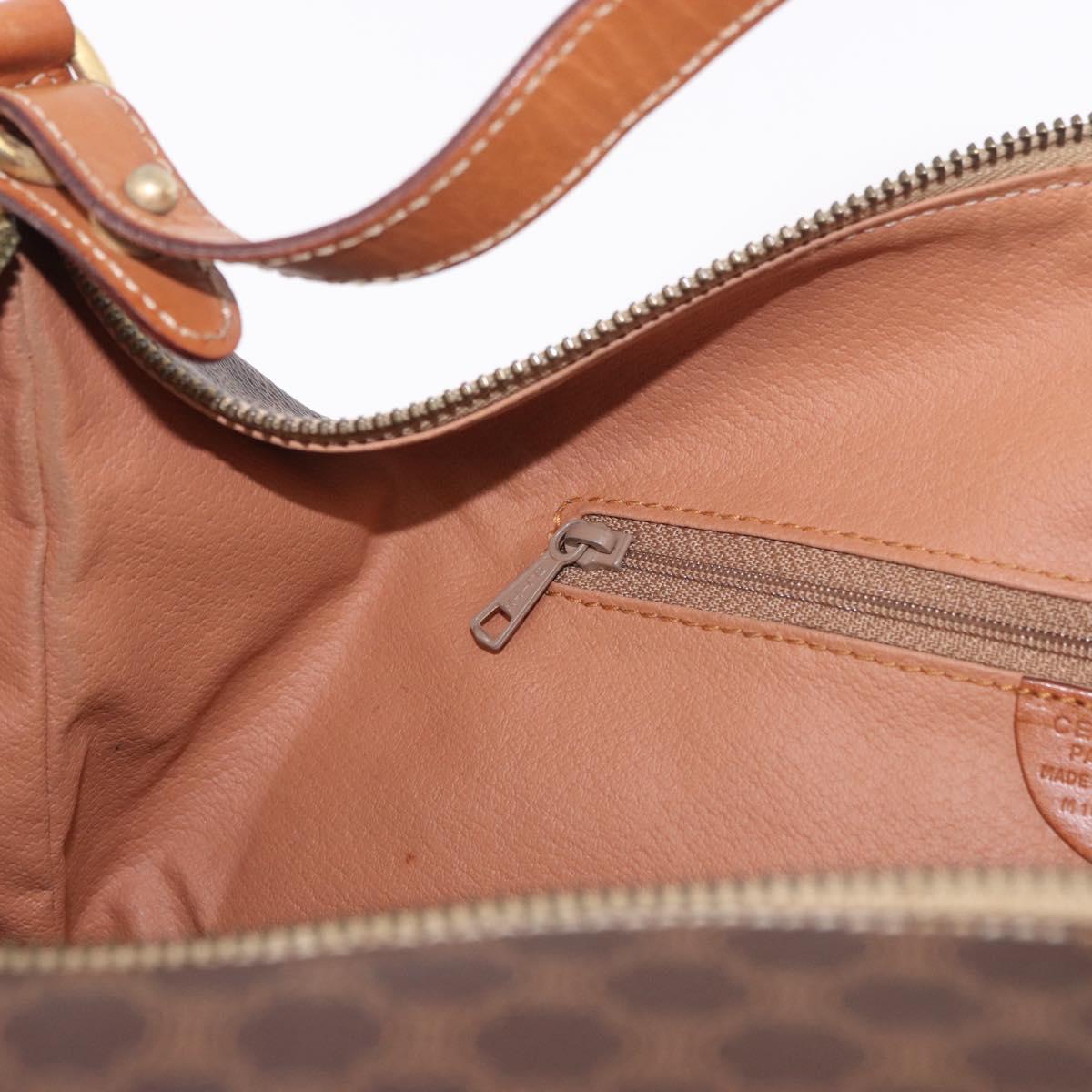 CELINE Macadam Canvas Hand Bag PVC Leather Brown Gold Auth 185986A