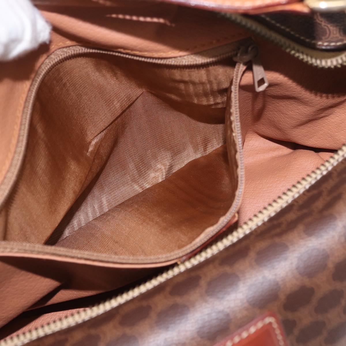 CELINE Macadam Canvas Hand Bag PVC Leather Brown Gold Auth 185986A
