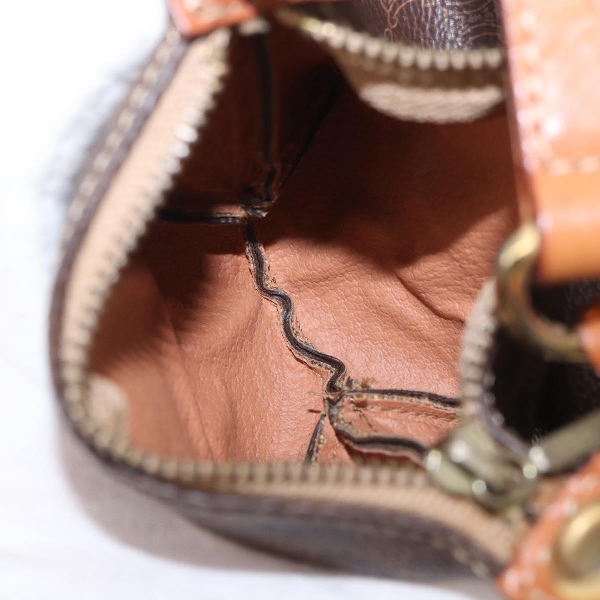 CELINE Macadam Canvas Hand Bag PVC Leather Brown Gold Auth 185986A